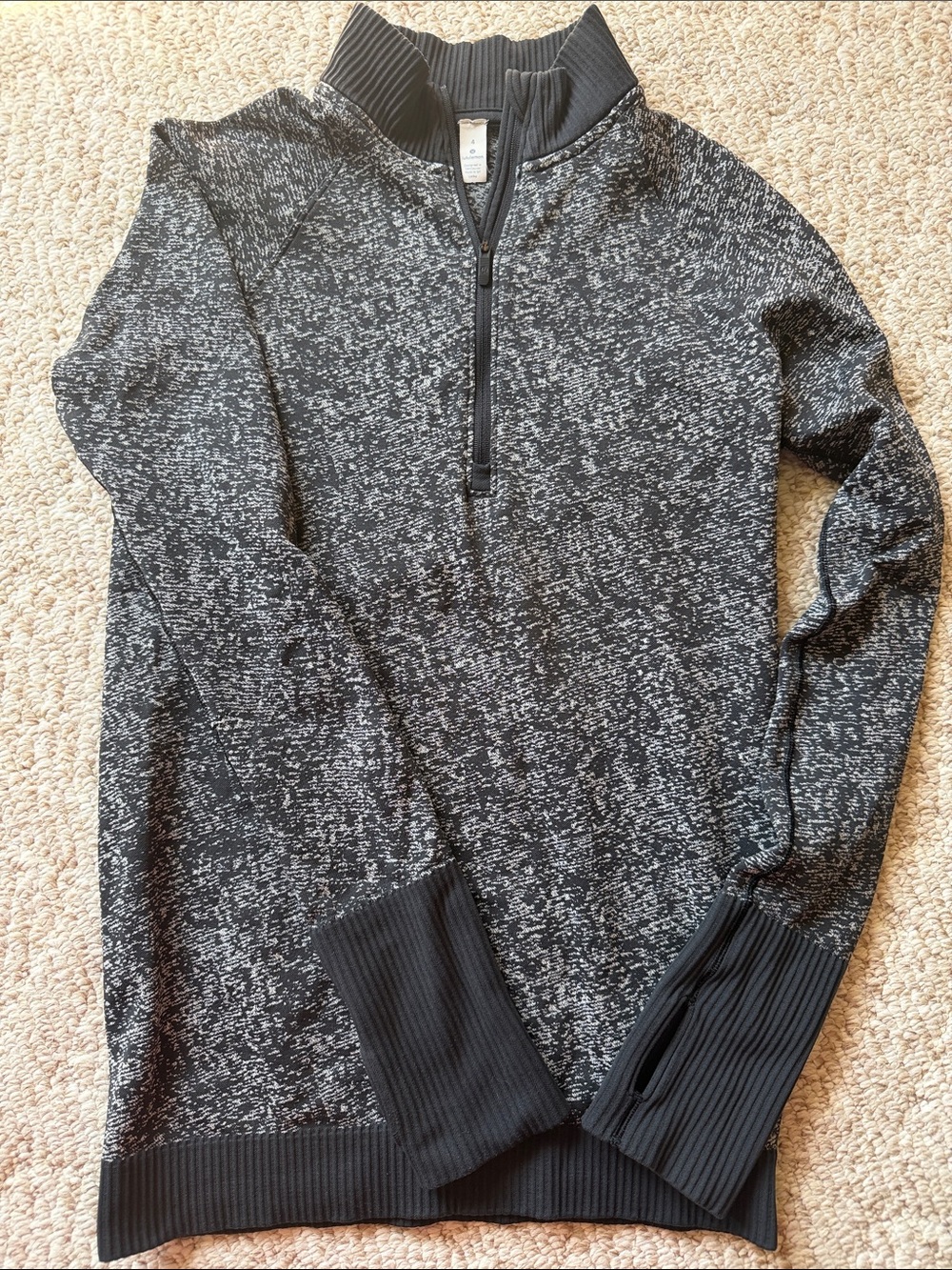 lululemon athletica Black Marled Half-Zip Pullover Sweater